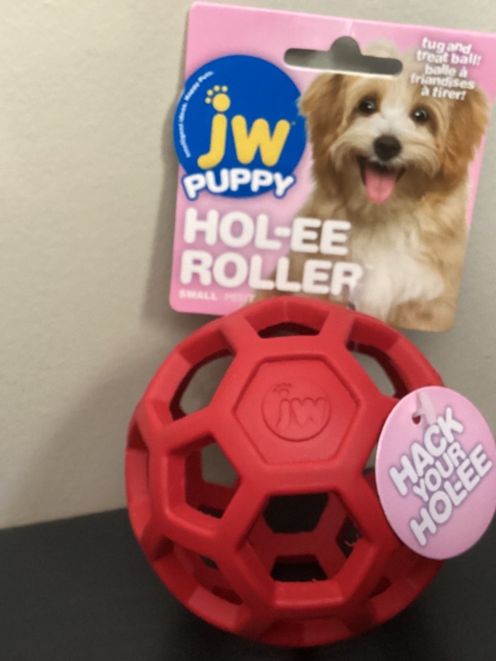 NWT JW Hol-we Roller Small Dog Treat Red Rubber Ball
